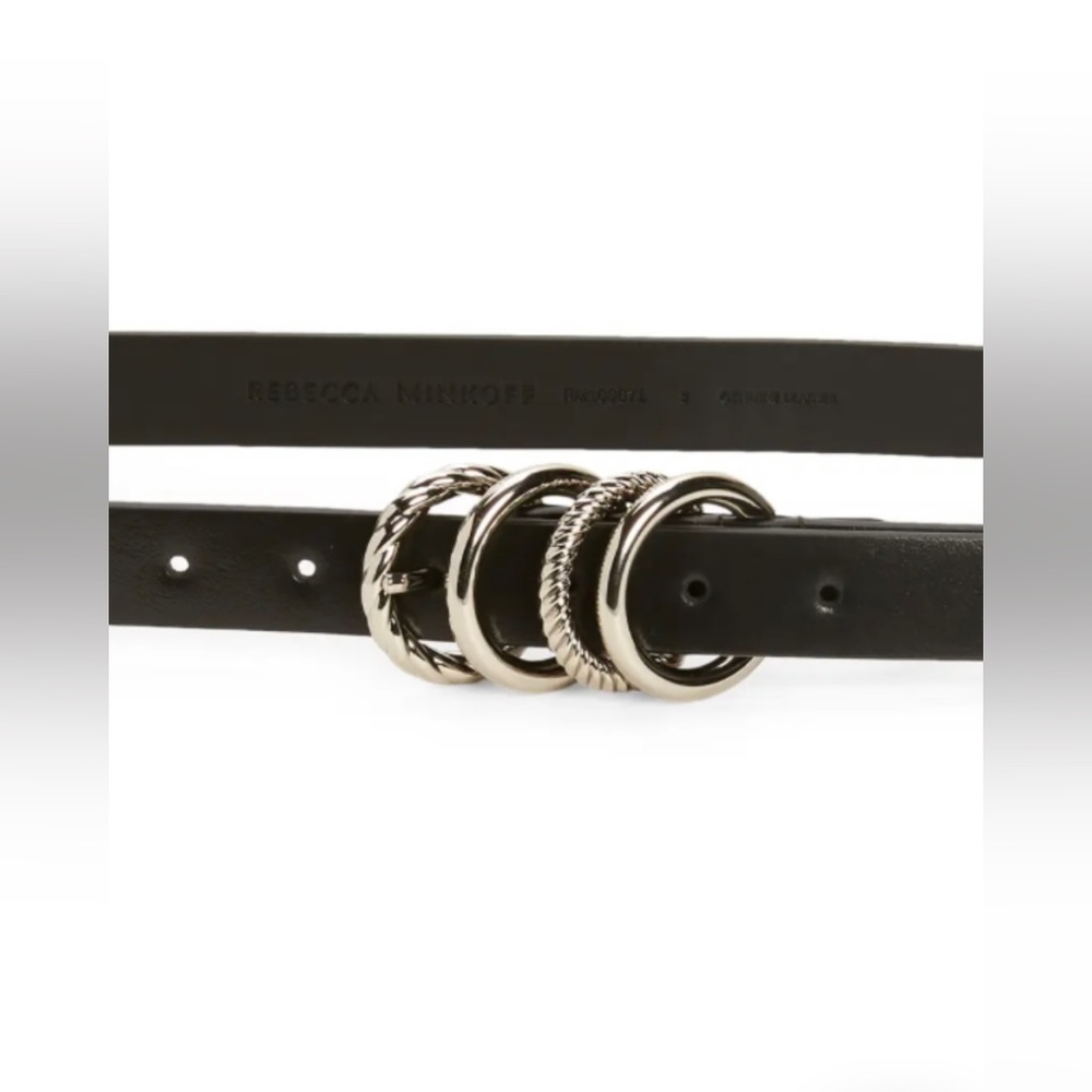 New! Rebecca Minkoff Four-Ring Leather Belt. Size M